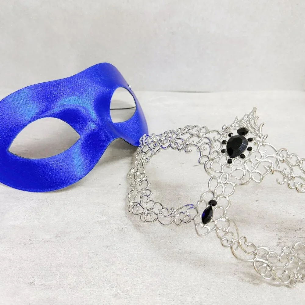 Silver blue mask, Masquerade mask, Cosplay mask, Masquerade ball mask, Prom mask